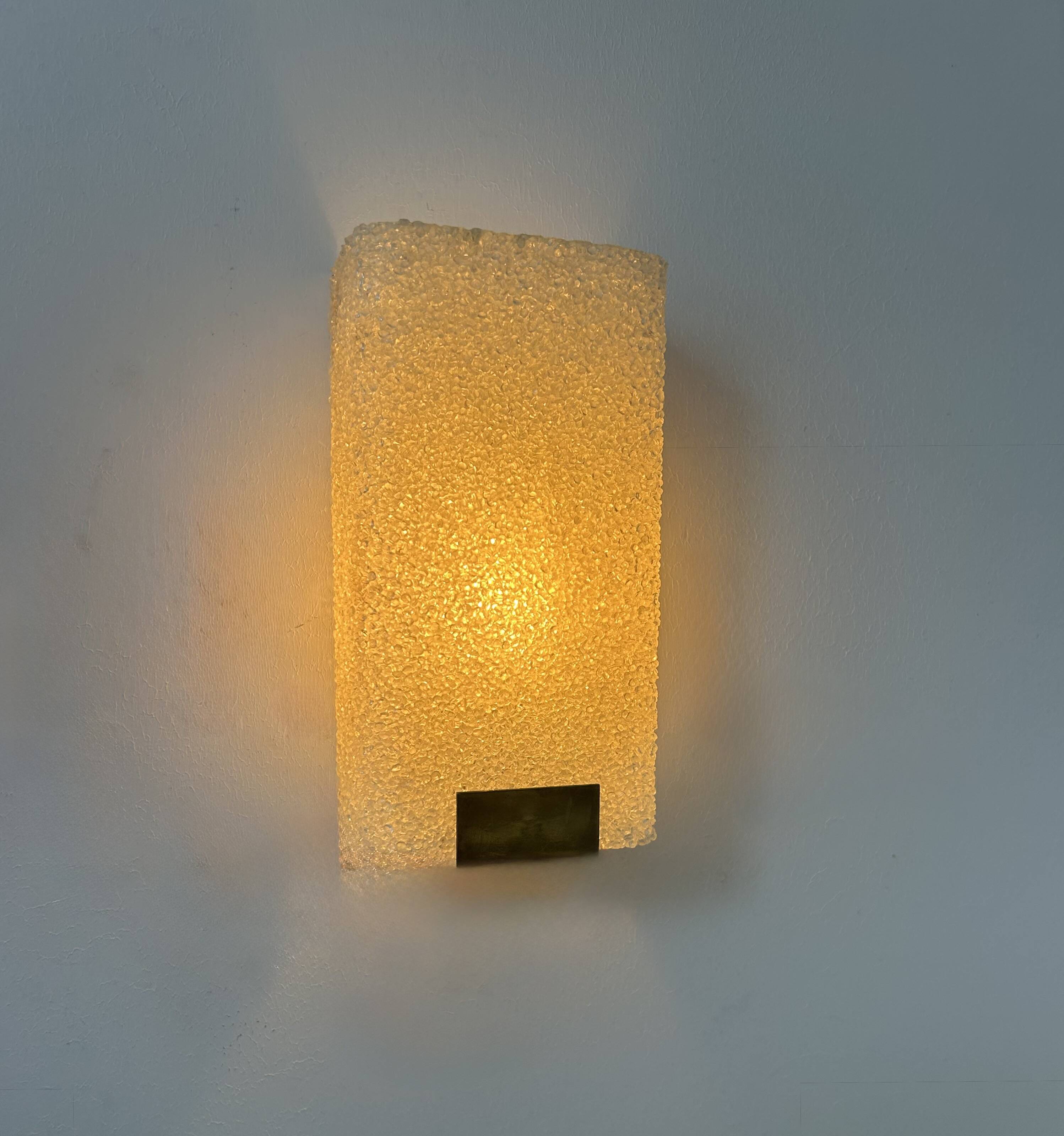 Pair of vintage wall lights, granite perspex and brass, France 1960