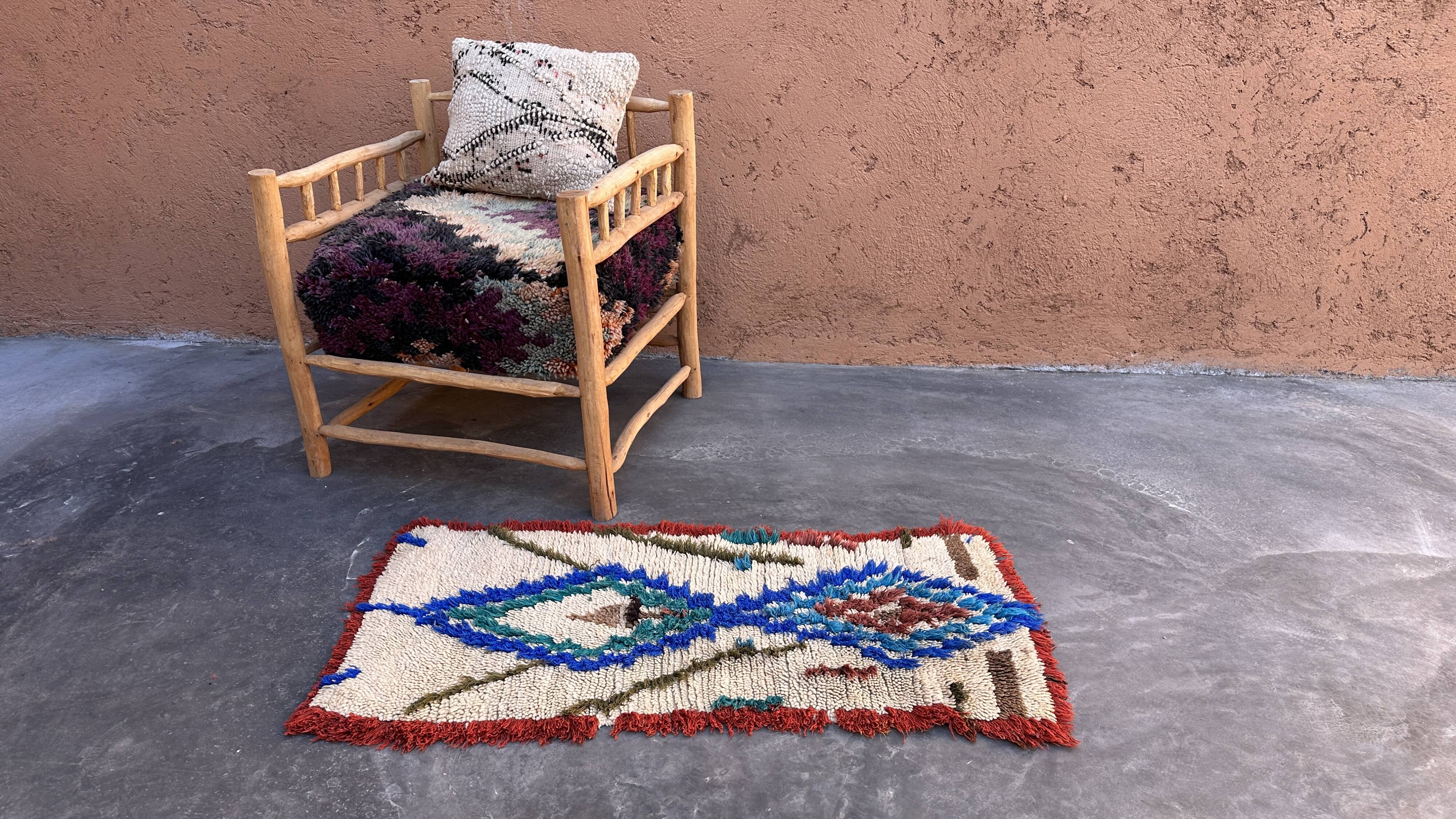 Tapis Marocain Azilal coloré - 61 x 126 cm
