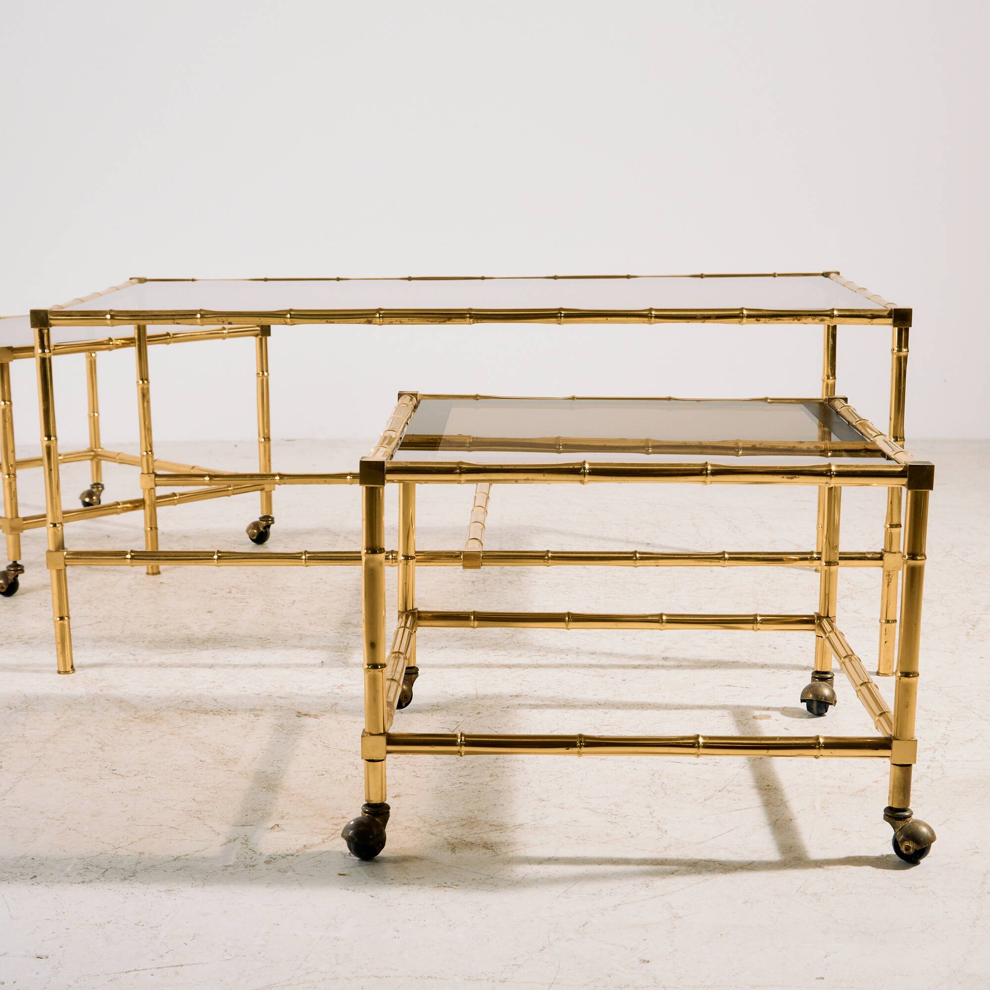 Brass coffee table, set of 3