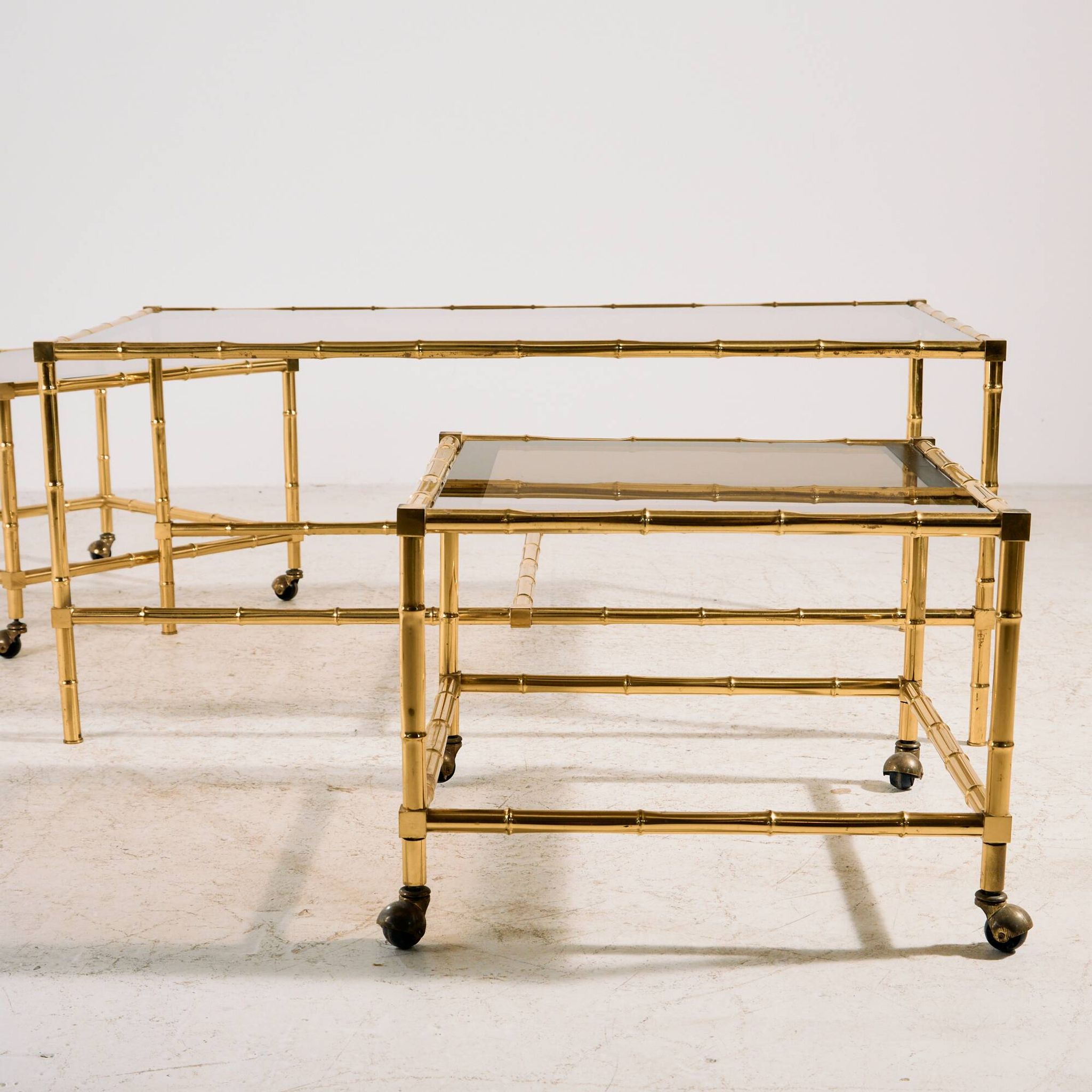 Brass coffee table, set of 3
