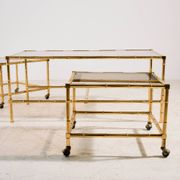 Brass coffee table, set of 3