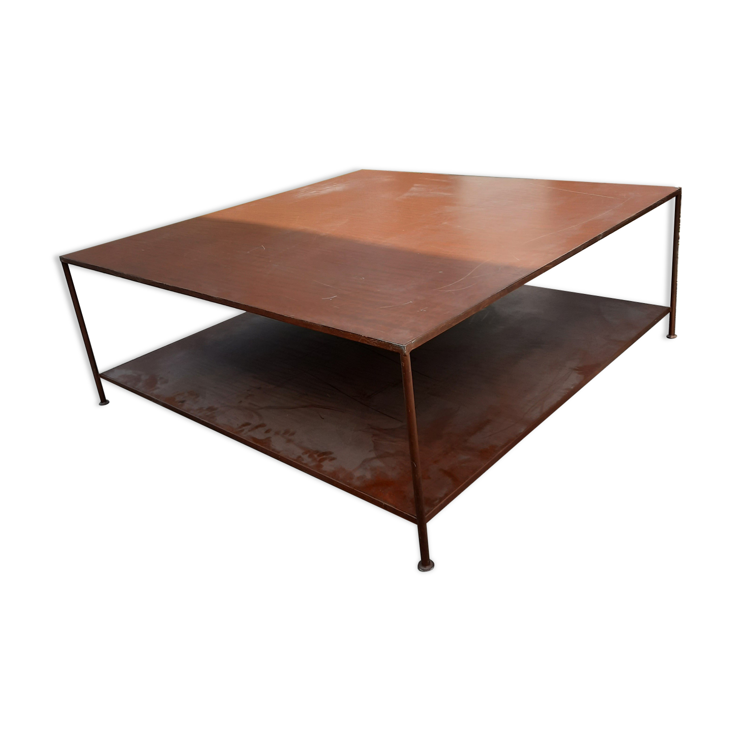 Large square coffee table with 2 metal tops