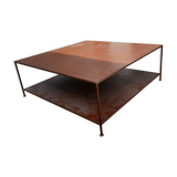 Large square coffee table with 2 metal tops