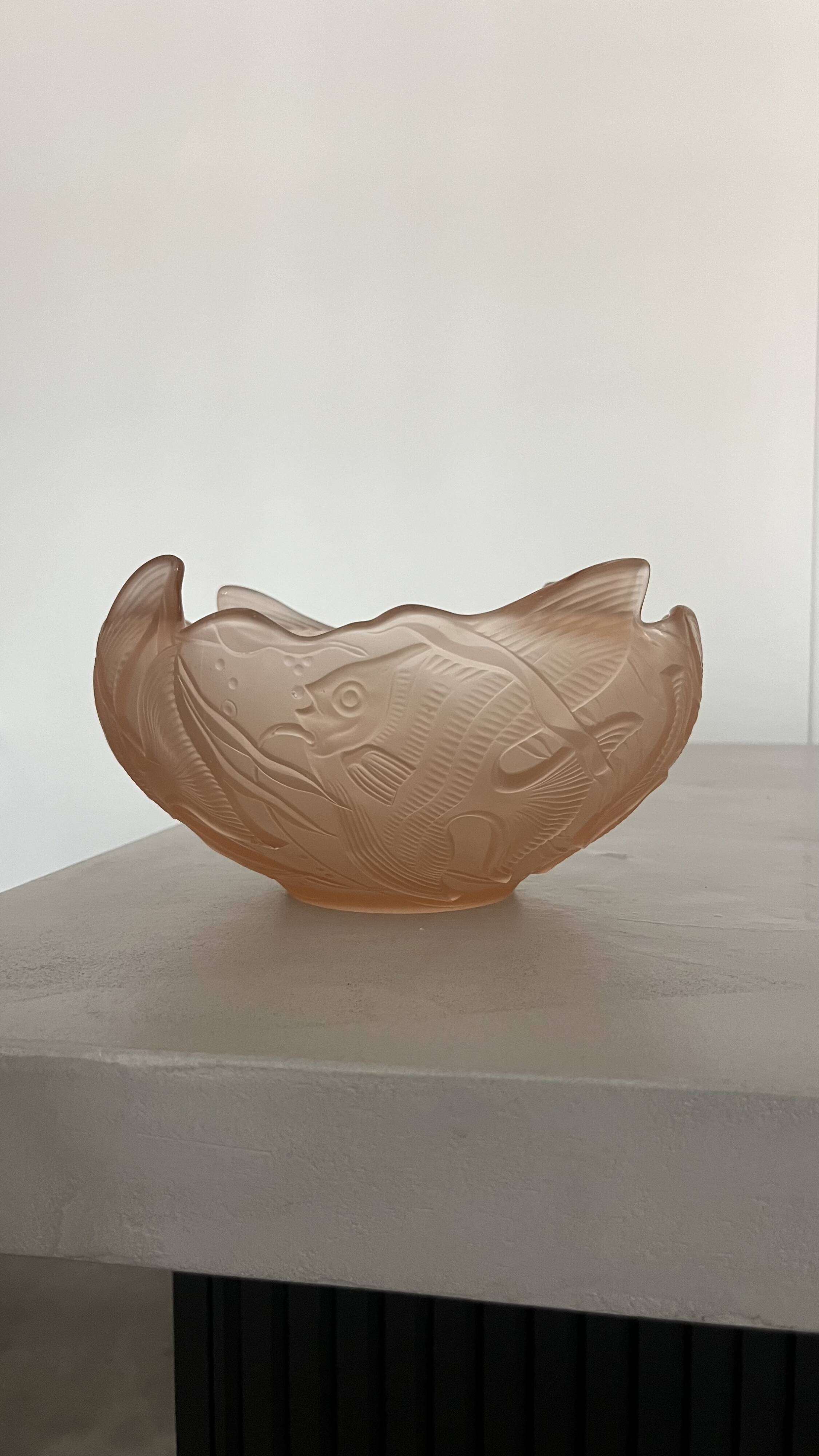 Art Deco pink fish bowl or salad bowl