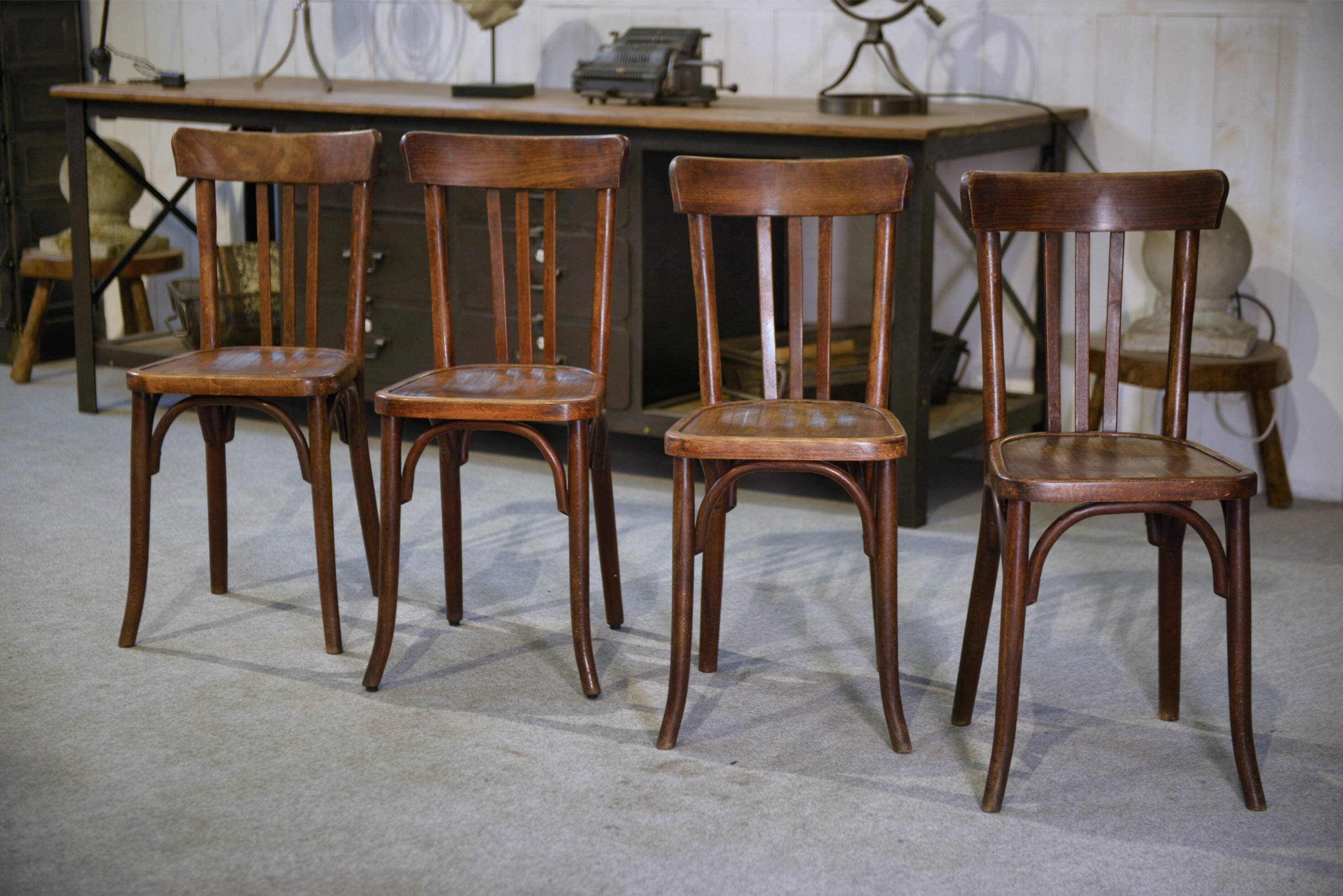 Set of 4 Baumann bistro chairs from the 1930s.