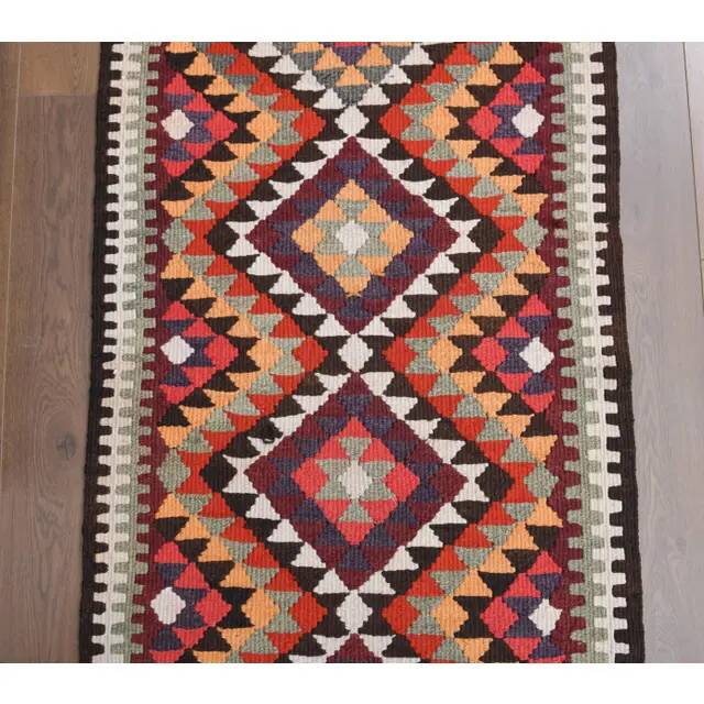 1970s Vintage Turkish Hand-Knotted Wool Cotton Red Runner Rug 89x294