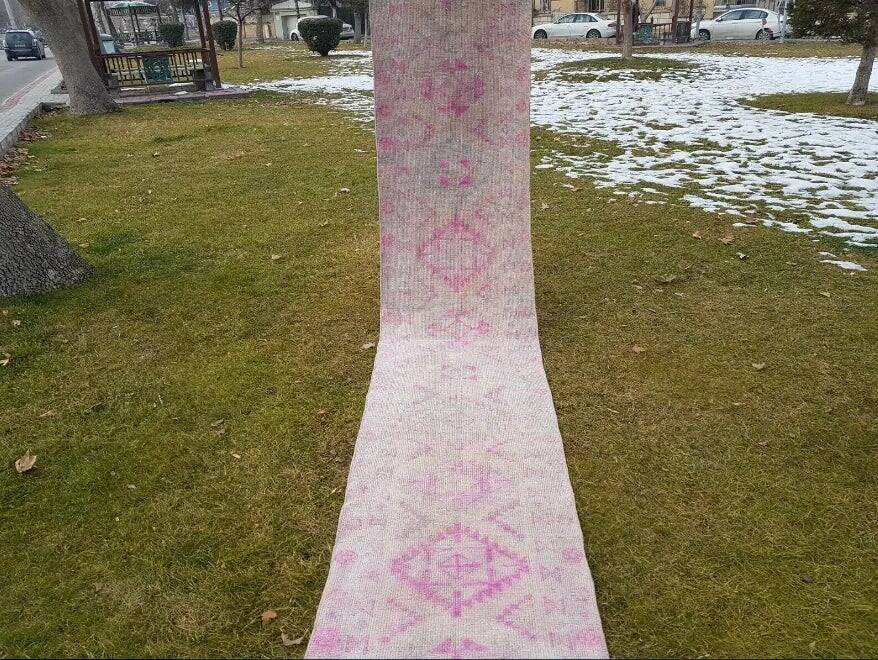 Vintage Turkish hallway rug 74x440 cm