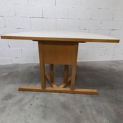 Rare set de 6 tables Baumann 1990, 80x120 et demi lune 120cm