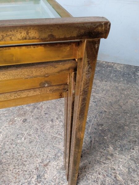 3 tables basse gigogne ep 1970 laiton doré design
