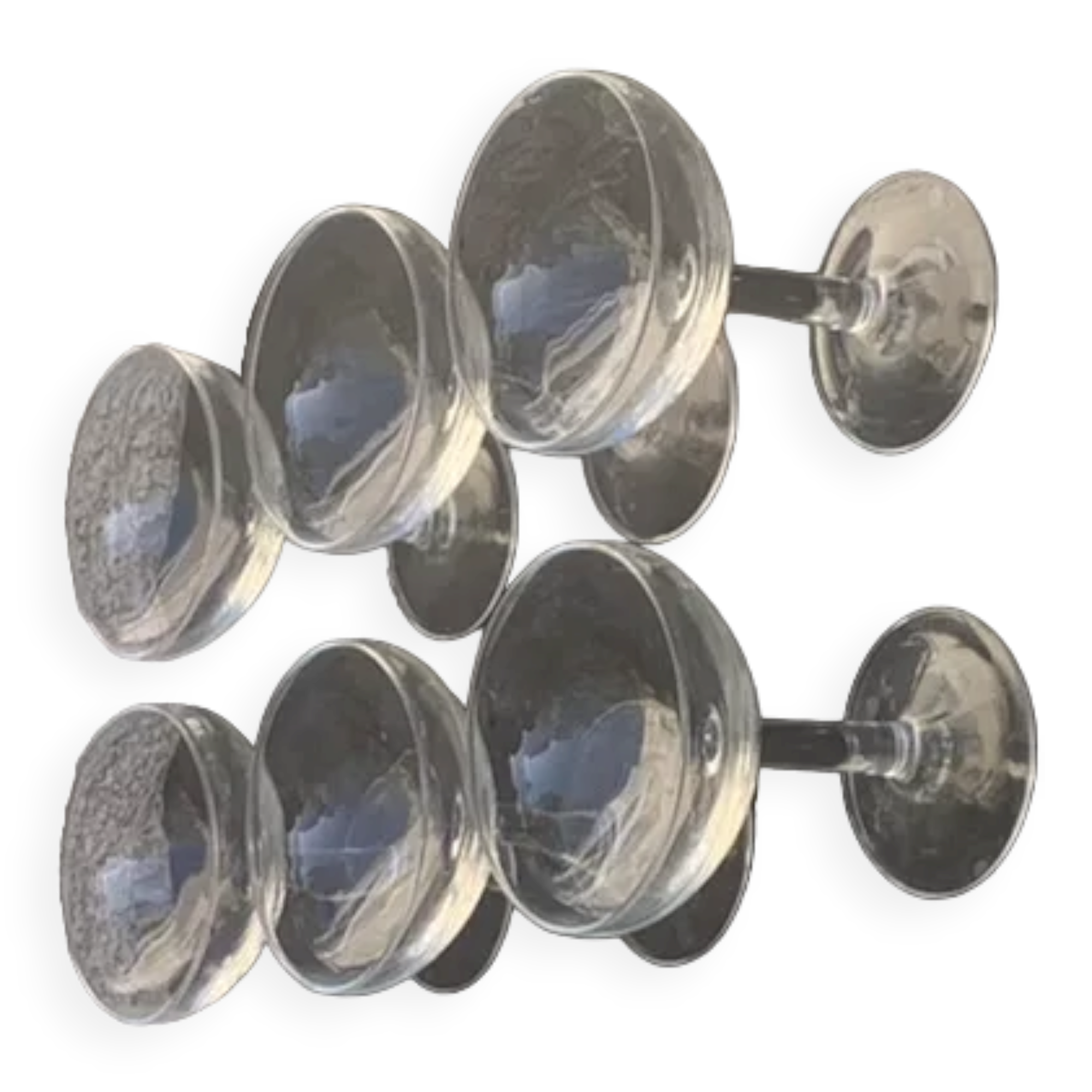 6 vintage transparent glass champagne glasses