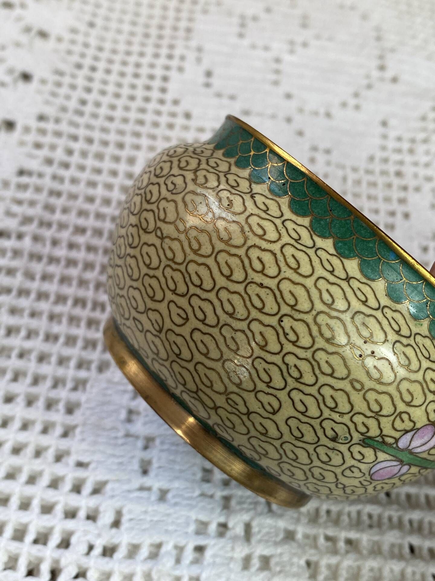 Enamelled brass ashtray