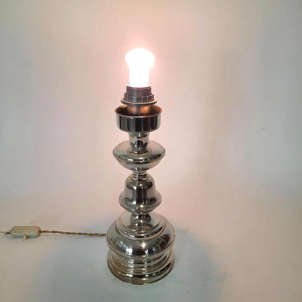 Three vintage bedside lamps in silver