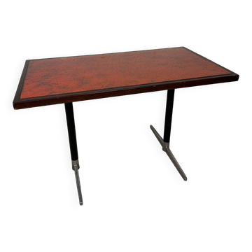 Table de bistrot vintage céramique rouge orangé