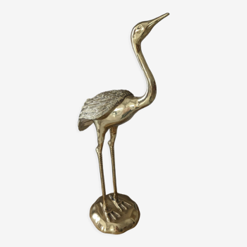 Vintage heron in gilded and solid brass