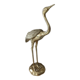 Vintage heron in gilded and solid brass