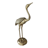 Vintage heron in gilded and solid brass