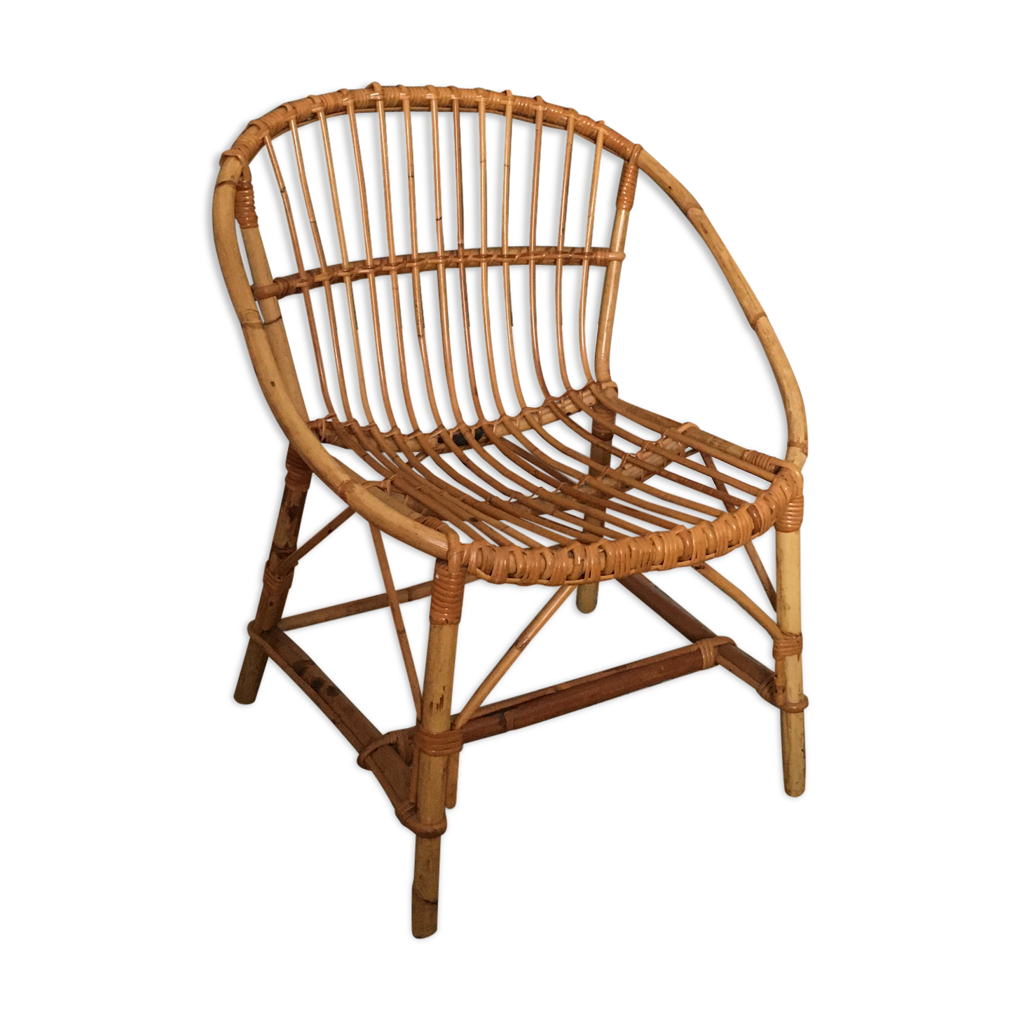 1960 rattan basket chair