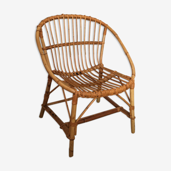 Fauteuil corbeille en rotin 1960