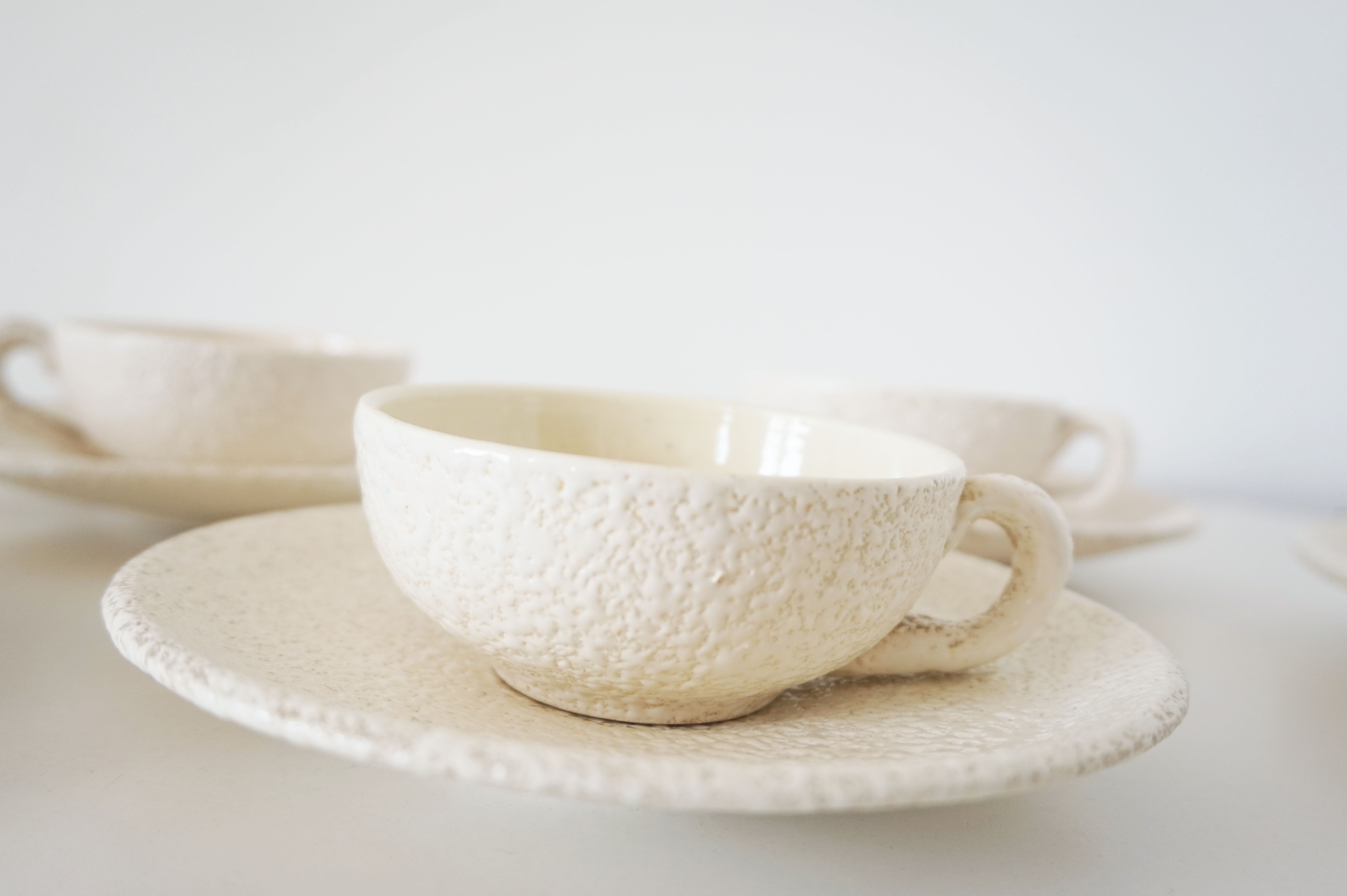 White ceramic coffee or tea set