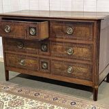 Louis XVI period chest of drawers in walnut, oak and fir, 18th century