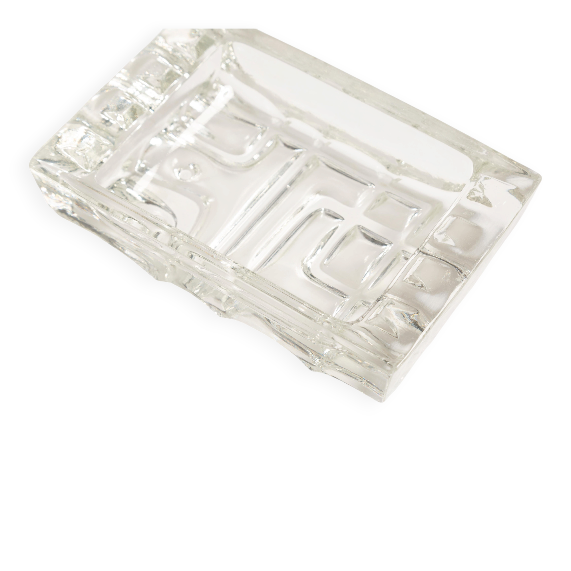 Transparent Glass Ashtray Bowl, 1970s, Italy