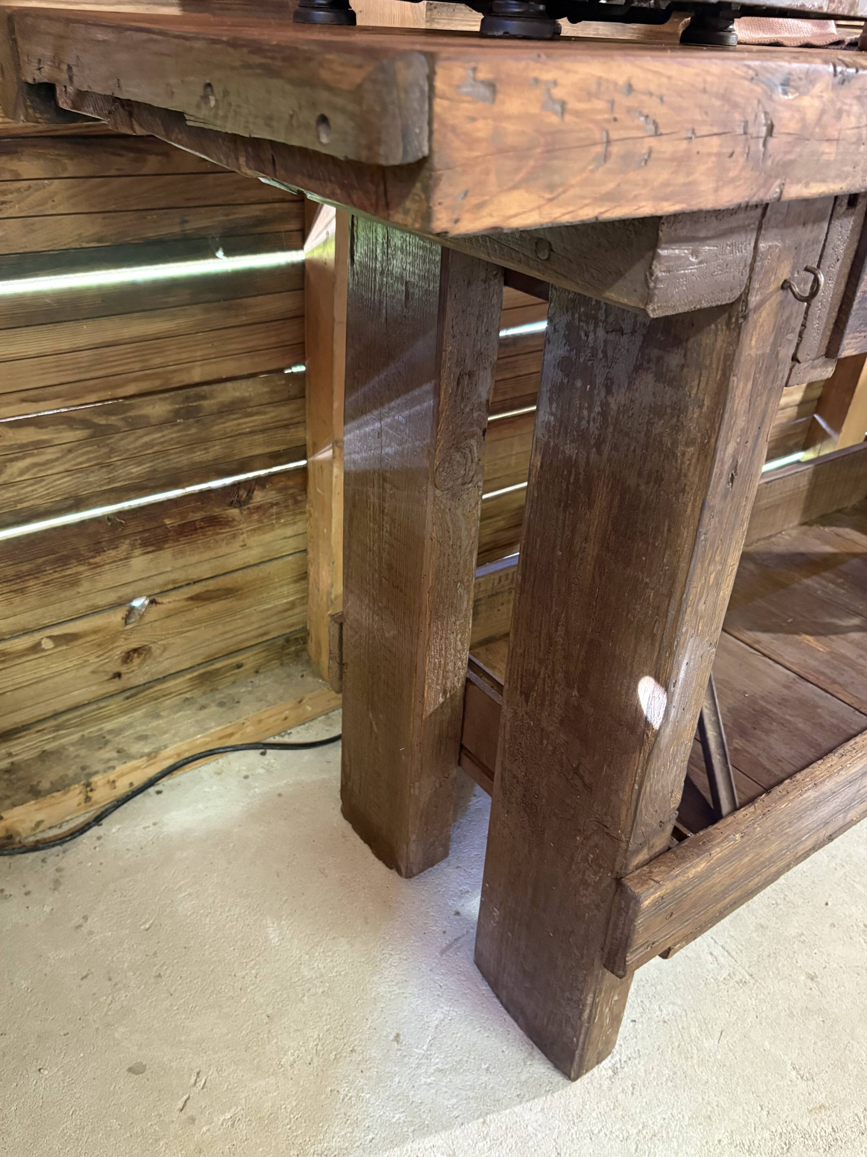 Antique workbench/renovated console – a unique piece full of character