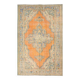 Medallion orange wool rug, beige orange vintage turkish rug 6x10 ft