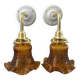 Pair of vintage amber chiseled glass sconces