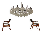 Large chromed spider Sputnik lamp with 24 hand-blown ice glass balls from Ott International, Germany, 1960s.