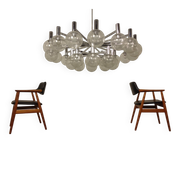 Large chromed spider Sputnik lamp with 24 hand-blown ice glass balls from Ott International, Germany, 1960s.