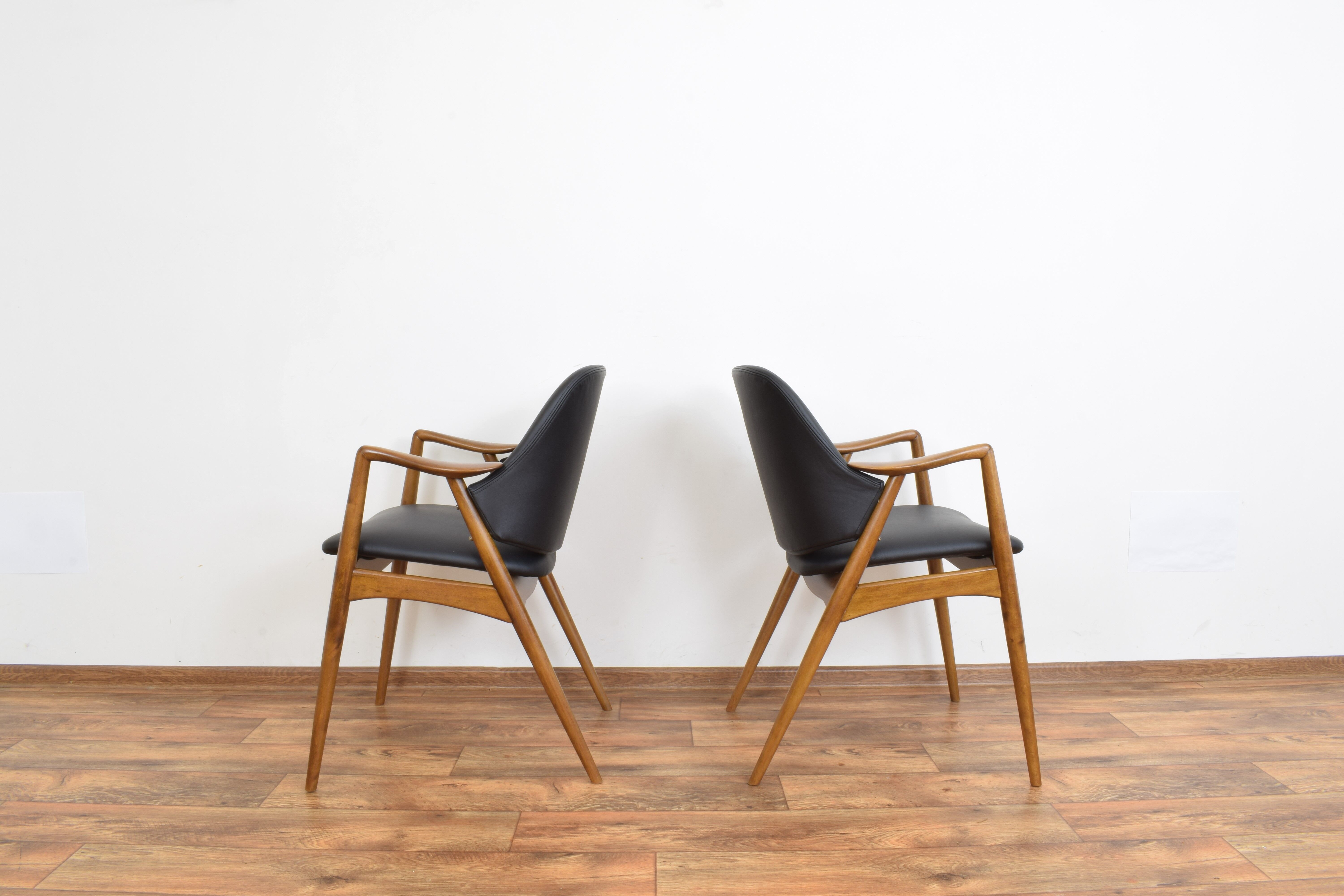 Swedish Leather Office Chairs by Alf Svensson for Dux, Set of 2