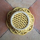 Yellow braided ceramic fruit basket