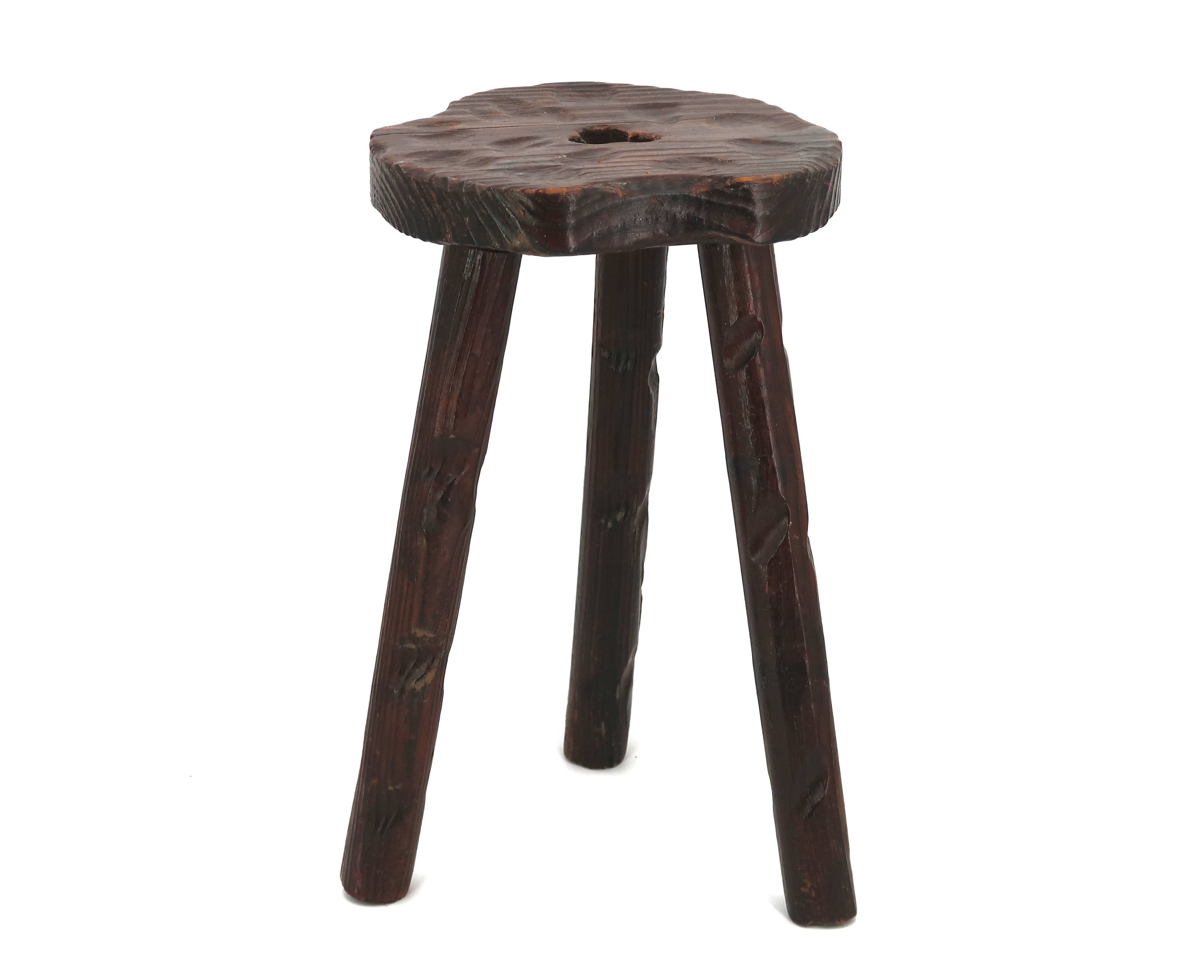 Tabouret tripode en bois, années 50