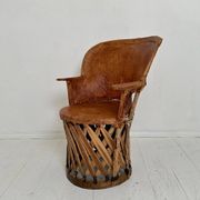 Mid-Century Modern Mexican Equipales Armchair in Leather and Wood, 1970