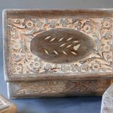 Hand-carved wooden boxes with ivory inlays