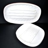 Asparagus set: 2 plates + asparagus dish in antique earthenware