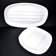 Asparagus set: 2 plates + asparagus dish in antique earthenware