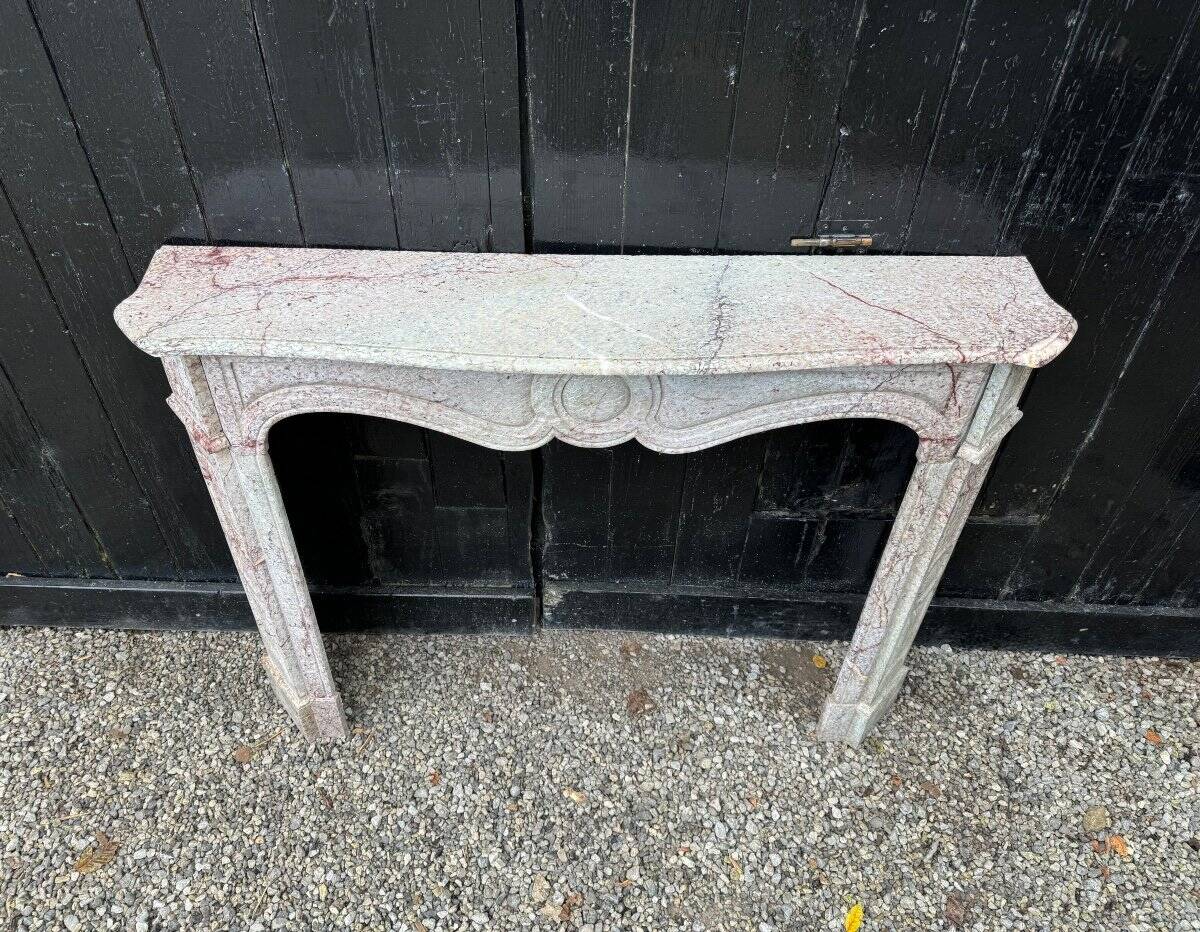 Louis XV Pompadour style fireplace in pink marble circa 1900