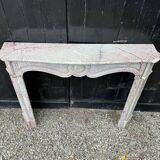 Louis XV Pompadour style fireplace in pink marble circa 1900