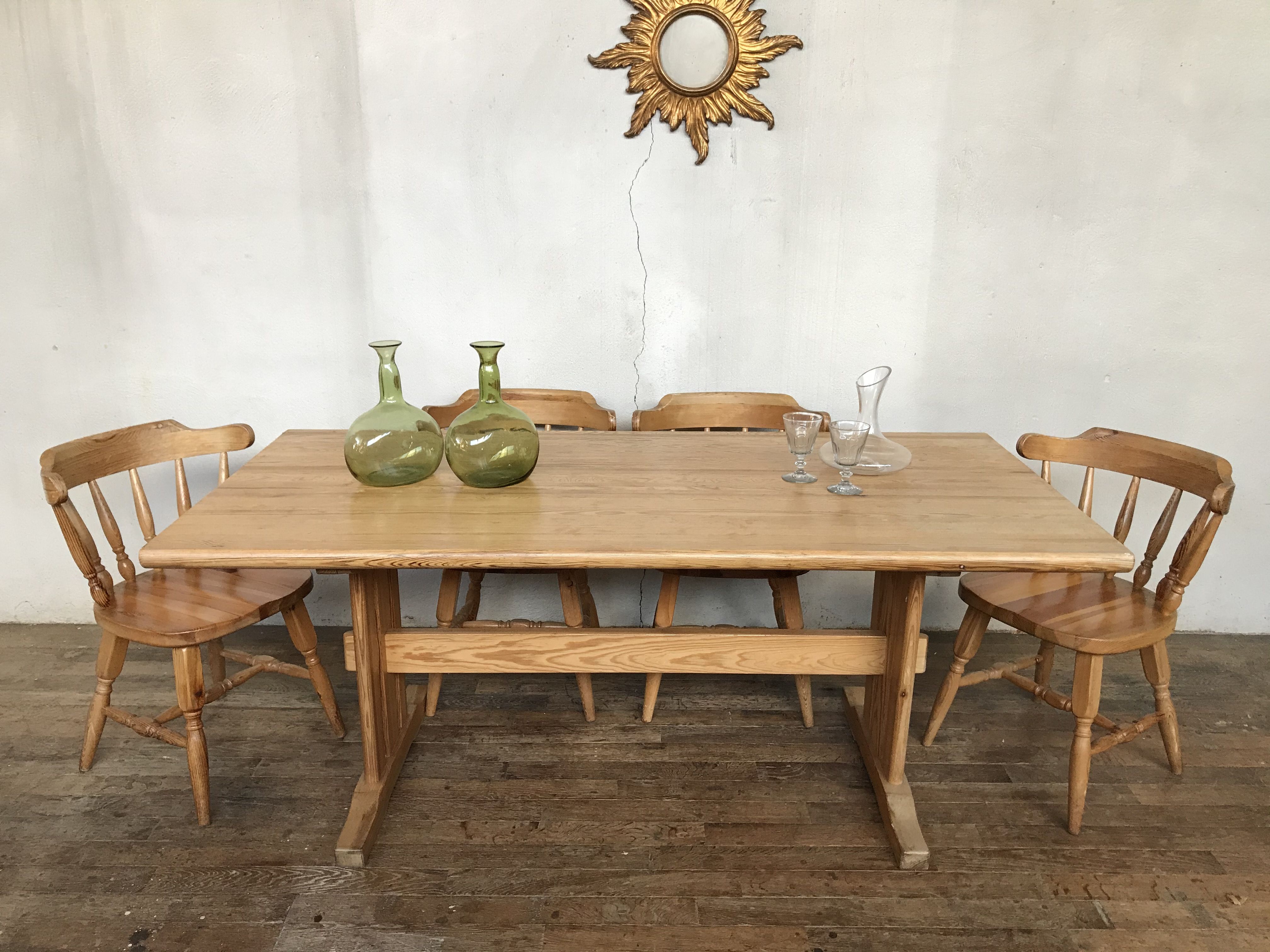 Set table and chairs pine 1950/1960