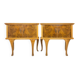 Vintage wooden bedside tables, Italy, 1950s, set of 2