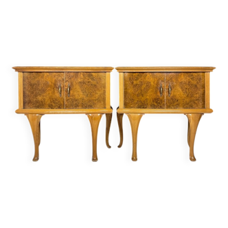 Vintage wooden bedside tables, Italy, 1950s, set of 2