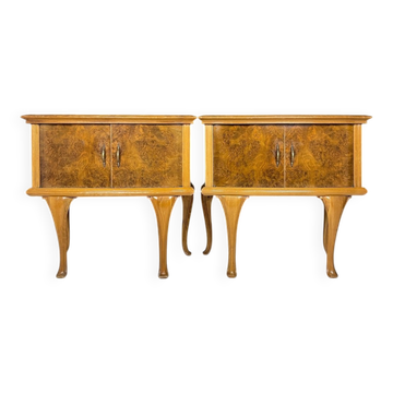 Vintage wooden bedside tables, Italy, 1950s, set of 2