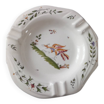 Moustiers ashtray with bird hand decor