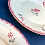 Plates Digoin Sarreguemines fleuries 19th century series Margaret pink flowers