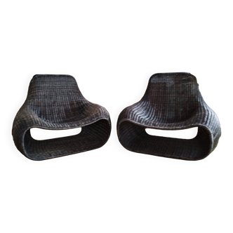Fauteuil en rotin noir