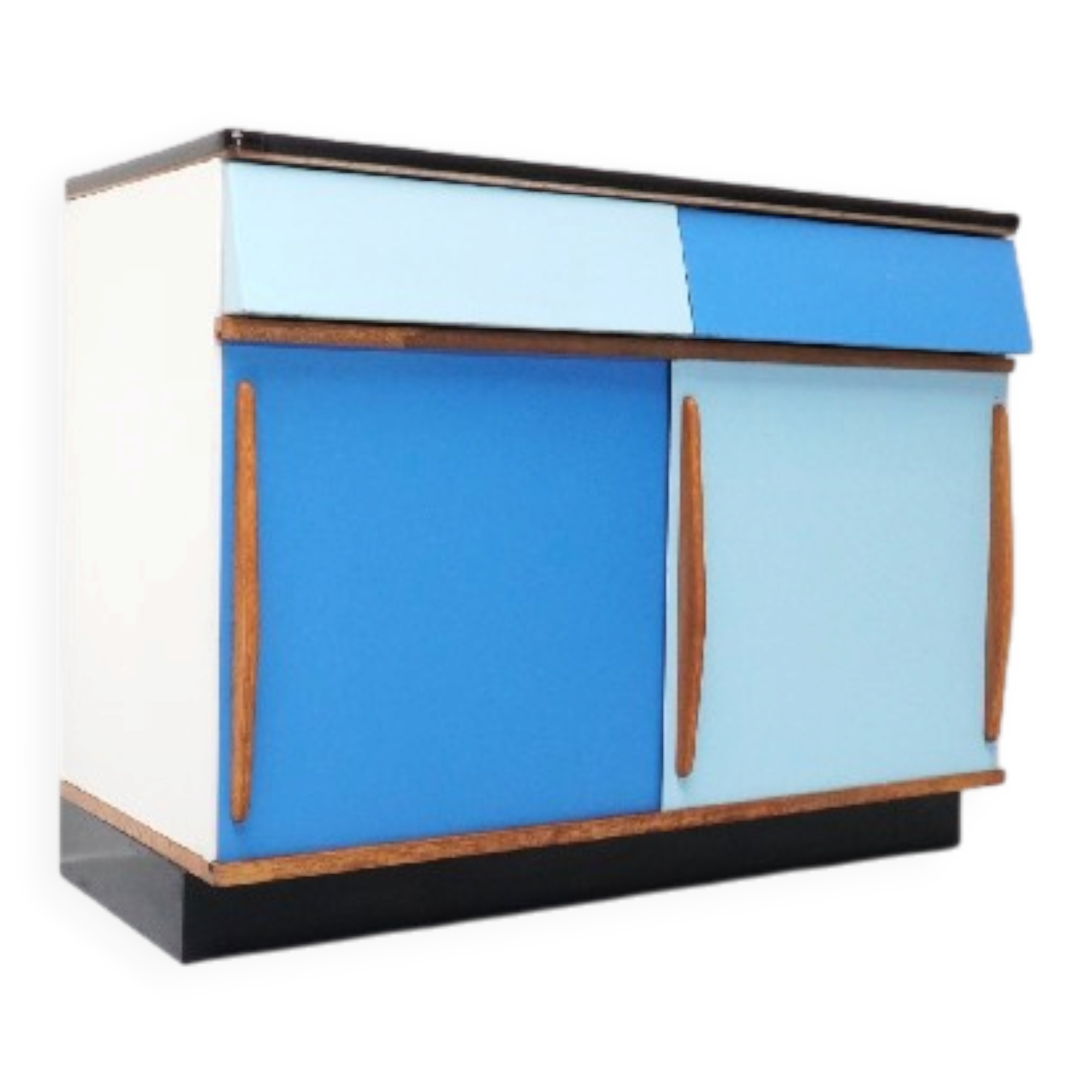 Willy Van Der Meeren, Blue Two-Tone Kitchen Cabinet for Tubax