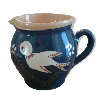 Terracotta pitcher vintage bird décor