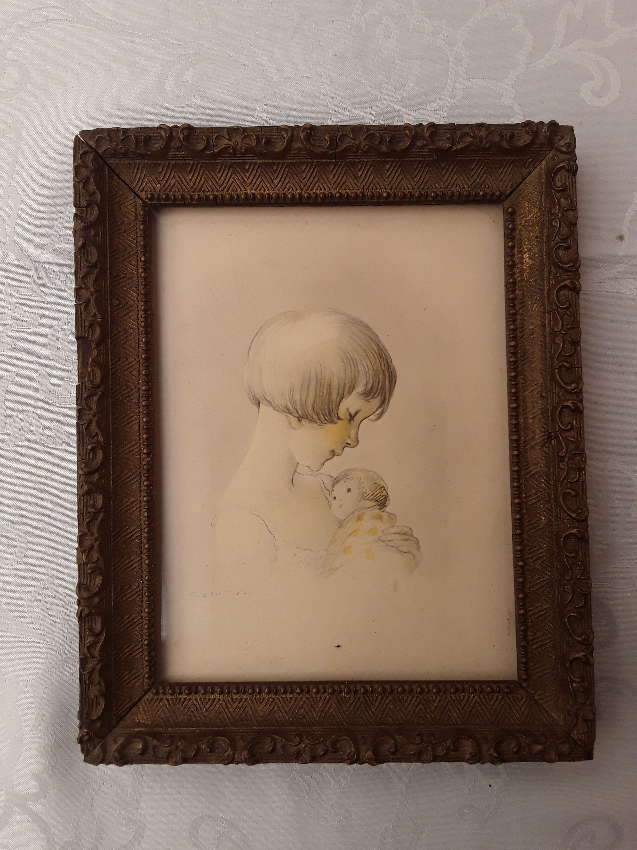 Framed drawing by Jean Droit 1884-1961