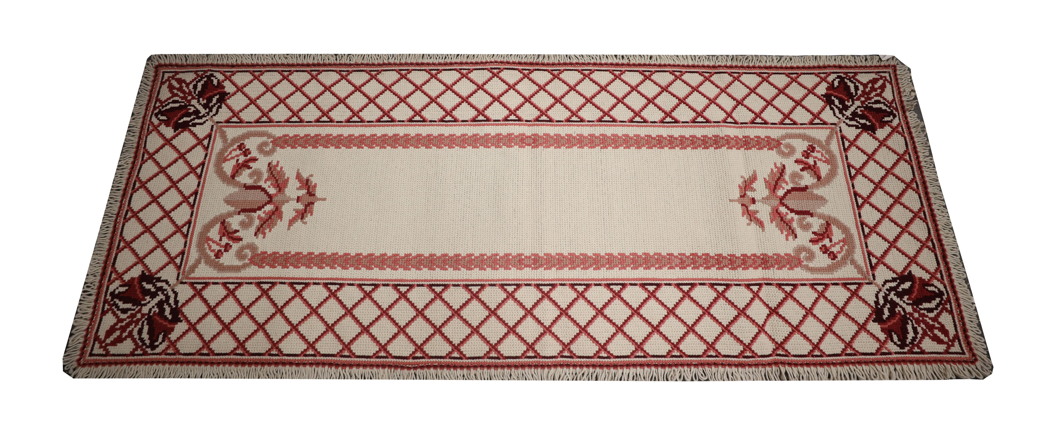 Tapis crème symétrique rouge 70x175cm